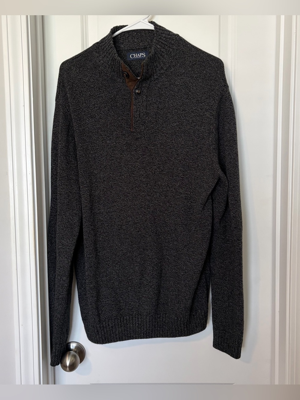Chaps Men's Charcoal Zip Shawl Collar Sweater
Size M